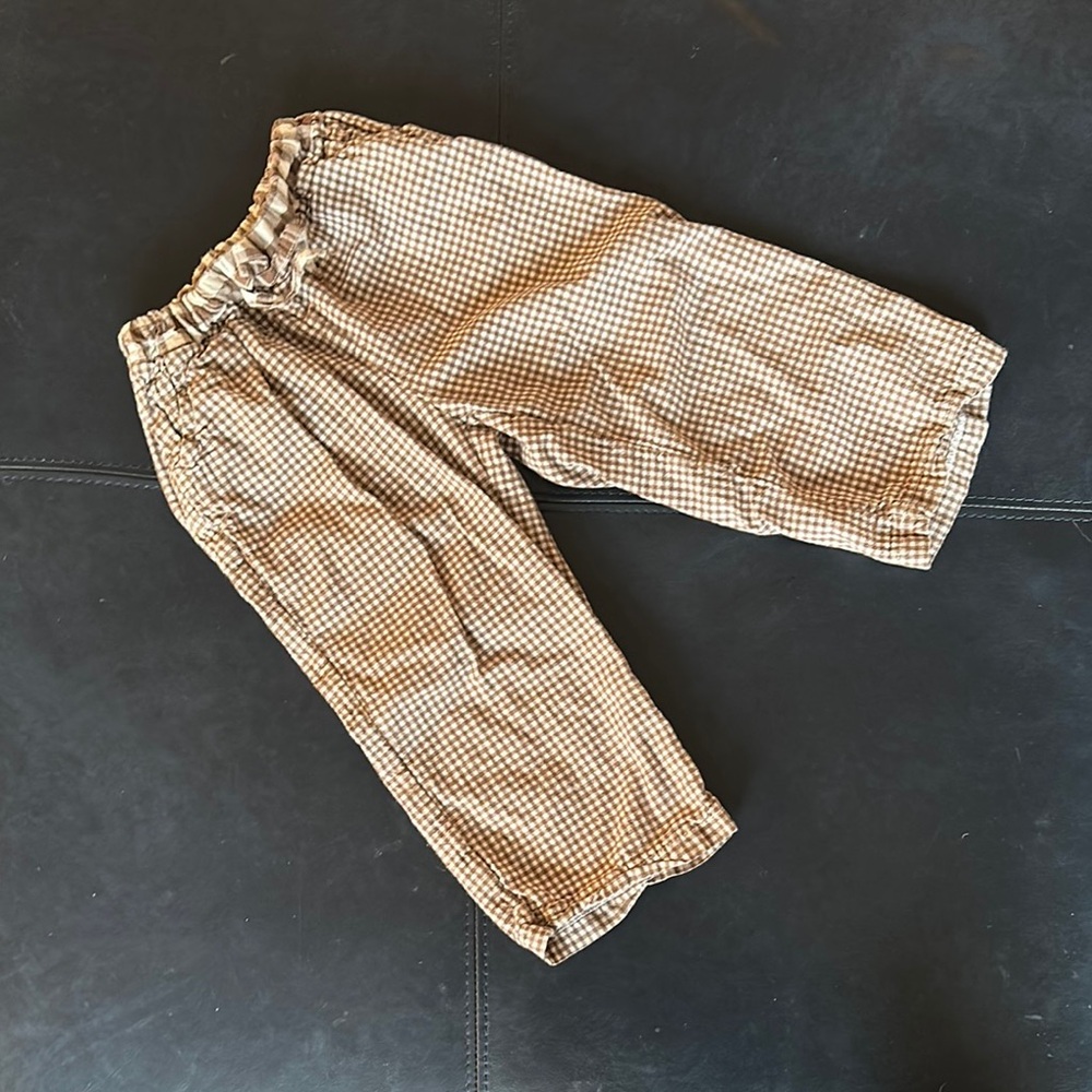 Kids Brown Checkered Pants